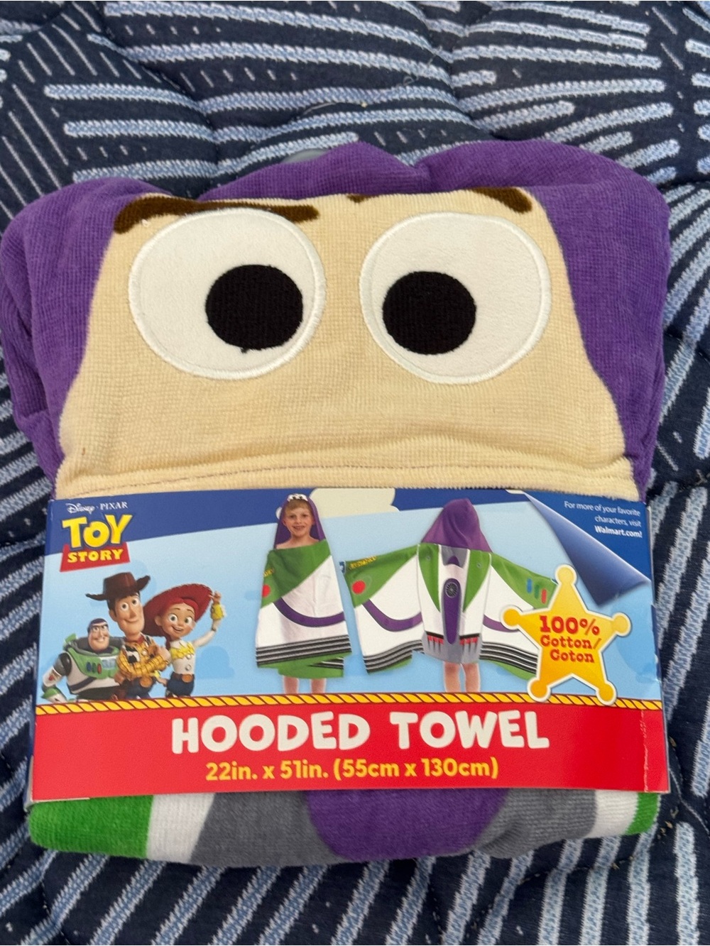Kids Hooded Towel - Buzz Lightyear Design in Purple & Green
